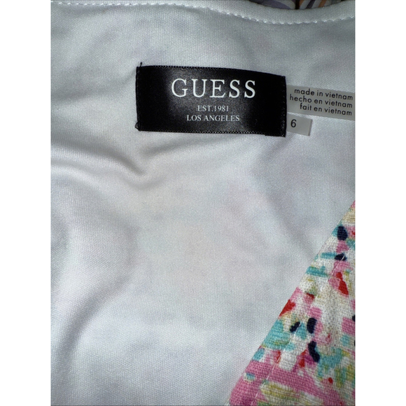 Guess White Abstract Watercolor V Neck Dress Size 6 - Picture 7 of 8